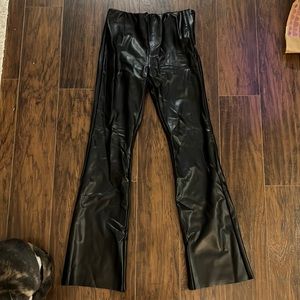 Faux leather flare pants